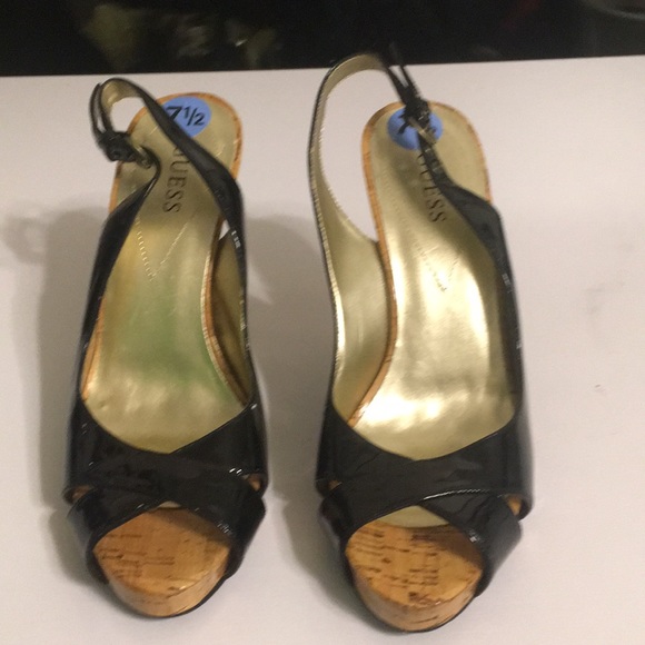 Black and cork sling back heels - Picture 5 of 7